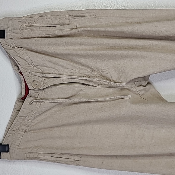 Guess Pants Size 31R Tan Beige Lightweight Linen Blend Travel Safari Casual Nice - Picture 2 of 7